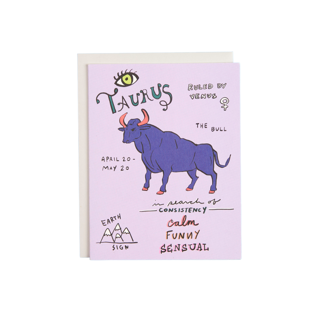 Zodiac Astrology Birthday Greeting Card - Taurus (April 20 - May 20) – Mellow Monkey